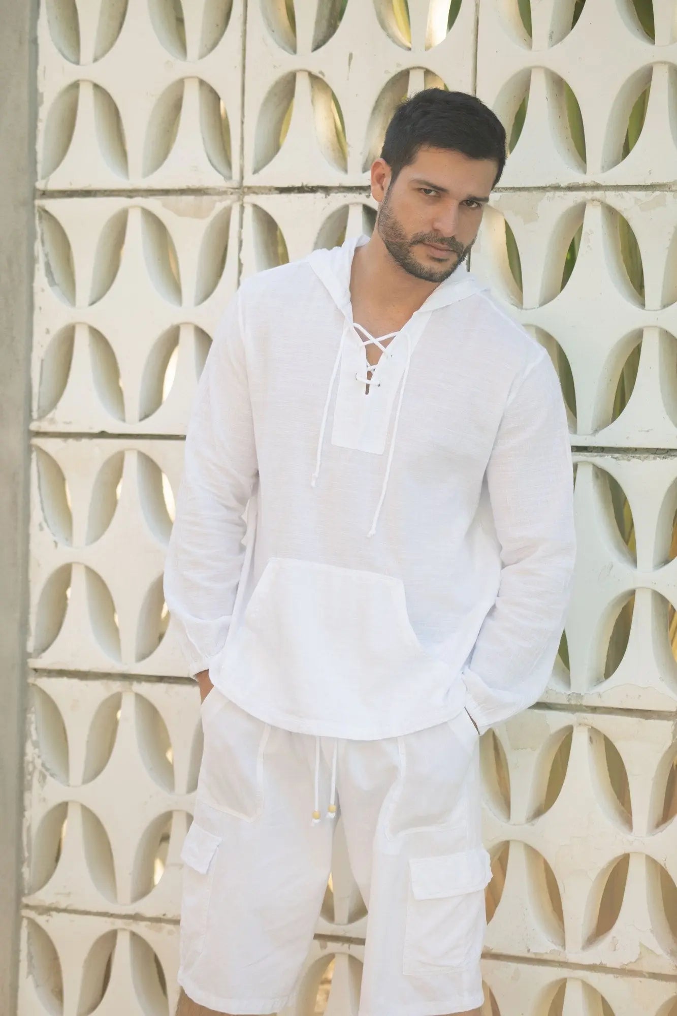 Armani Laced Hoodie Pullover Top